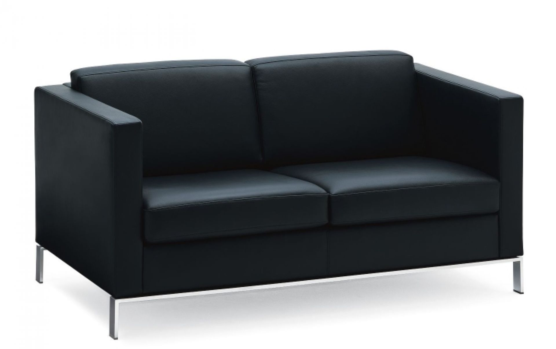 Schwarzes FOSTER Sofa von Walter Knoll mit zwei Sitzen und silbernen Füßen.